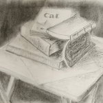 05-Books-on-table-charcoal-Julie-Wyness