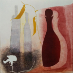 14-White-sweet-pea-dark-bottle-Julie-Wyness-printmaking-monoprint